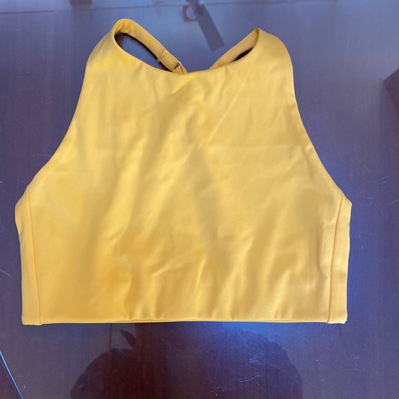Girlfriend Collective Yellow Halter Top Sports Bra - Picture 1 of 1